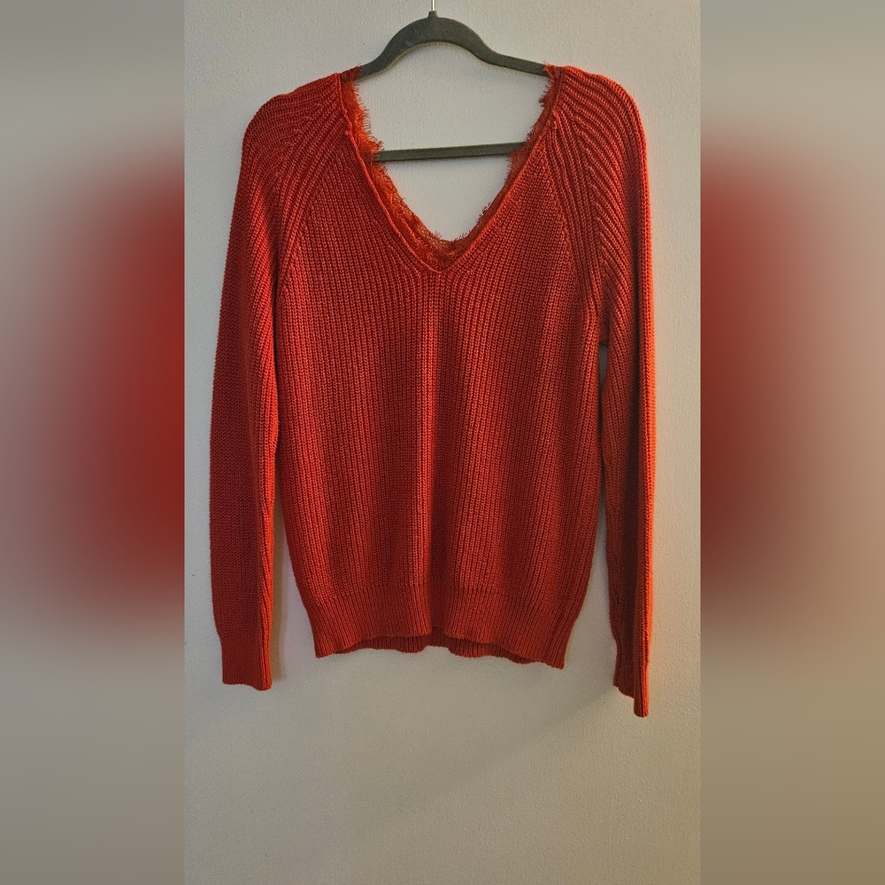 Chic Red V-Neck Sweater for Women